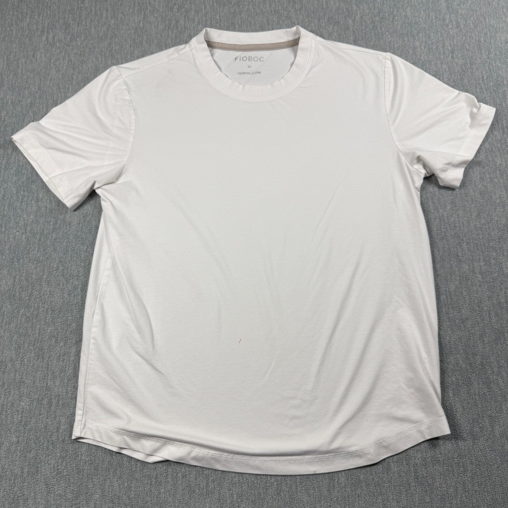 FIOBOC T-Shirt Men Medium White Solid Bamboo Cotton Crew Neck Short Sleeve Soft